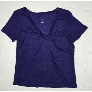 A New Day Navy Blue V-Neck Top Small